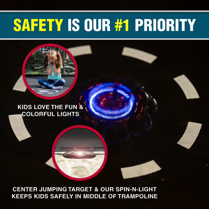 Trujump 12 ft Trampoline with Water Anchor and Spinning Flashlight Zone